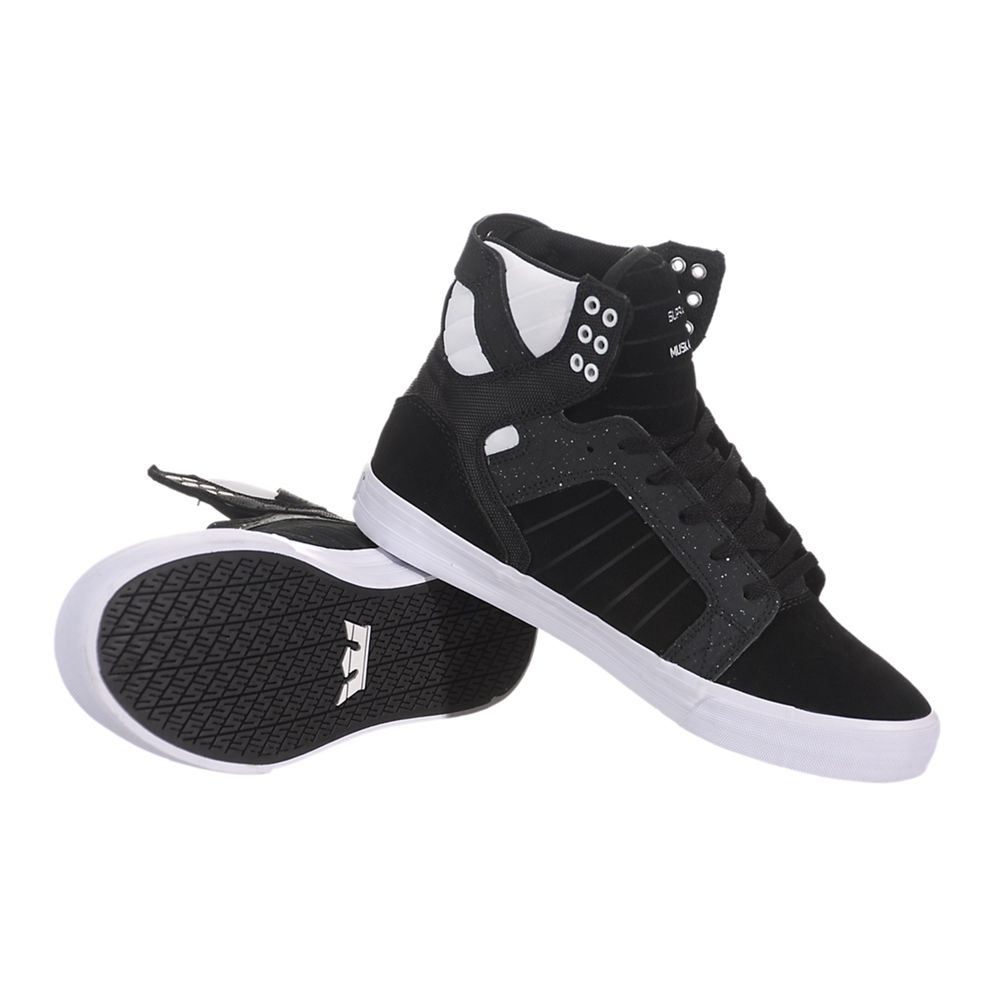 Baskets Montantes Supra SkyTop Noir Blanche Black/White-White Homme | DHN-79087409